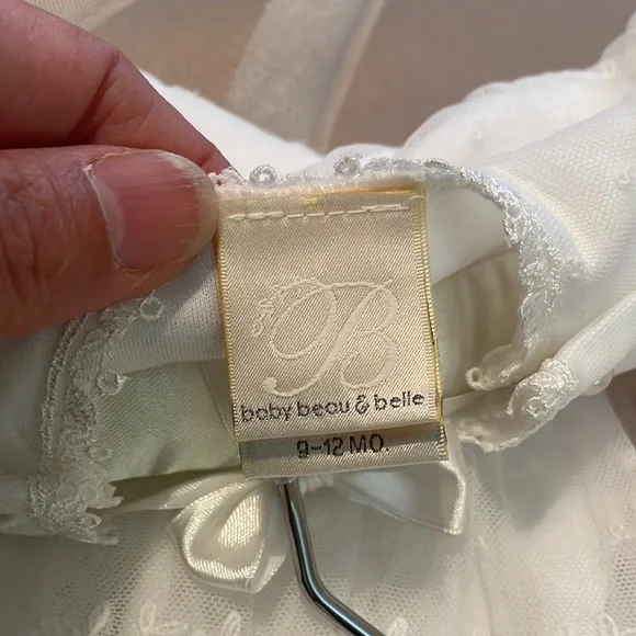 Vintage White baptism dress with booties and headband